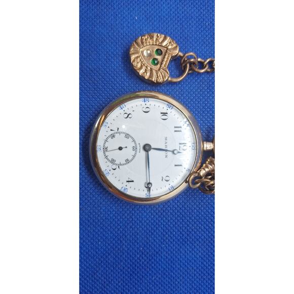 Tacy Watch Co. "MARION" Pocket Watch w/ 15 jewels Swiss Made Size 9s w/ Chain - Picture 10 of 10